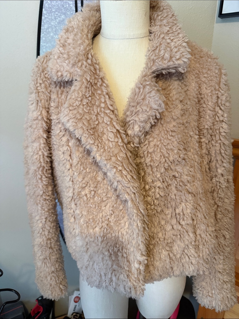Hem & Thread Beige Teddy Faux-Shearling Jacket